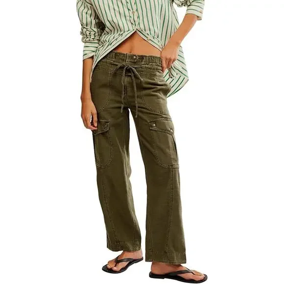 Free People We The Free Women Adventurer Green Park Ave Cargo Pants Size M - Picture 1 of 5